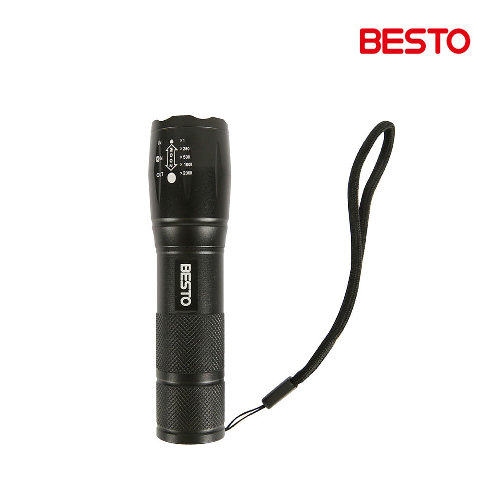 베스토 LED 컴팩트 줌 후레쉬(10W 강력형, 3xAAA&amp;18650 호환) B-FL1008 - 교성이엔비